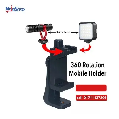 Picture of Tripod Mount Phone Clip Vertical Bracket 360 Degree Rotating Tripod Adapter Black