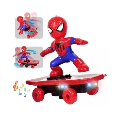 Picture of Spiderman Rotating Skiting Sliding Plate 3 Toy with Light Music - aji shopping