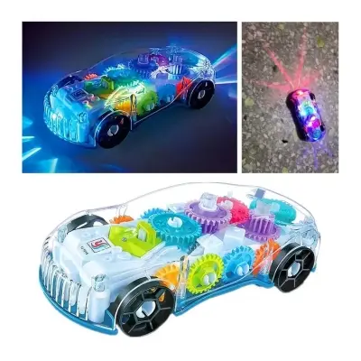 Picture of Racing Car Toy Transparent Light Colorful LED Music Mechanical Car - Gear Racing