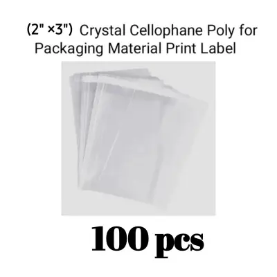 Picture of (2" x 3") 100 pcs crystal cellophane poly bag for packaging material with adhesive