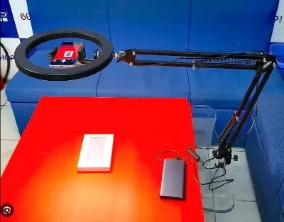 Picture of Overhead Video Stand with 10 inch Ring Light and Phone Mount for Drawing, Cooking Video, Facebook, YouTube Live Streaming Black