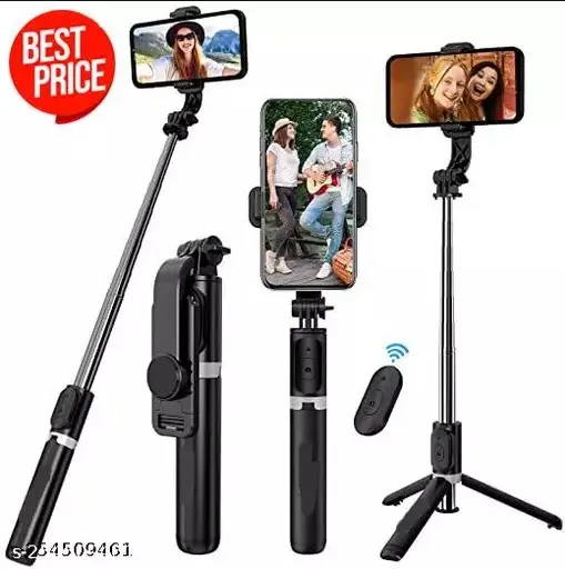Picture of Q07 Selfie Stick Foldable Mini Tripod Bluetooth Remote Shutter for ‍Smart Phone (100cm) Black