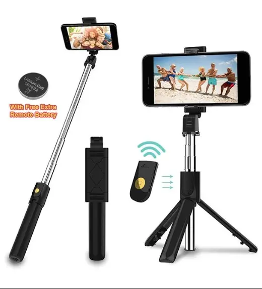 Picture of Q07 Selfie Stick Foldable Mini Tripod Bluetooth Remote Shutter for ‍Smart Phone (100cm) Black