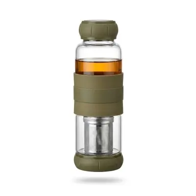Picture of New Style Glass Water Bottle With Loose Leaf Tea Strainer Tea Infuser Double-deck Glass Bottle Free to disassemble