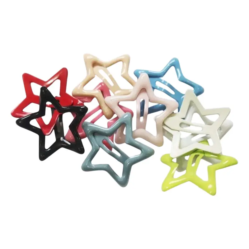 Picture of 10pcs Cute Multicolor Star Pentagram Y2k Fashion Five Pointed Star Hair Clip Set