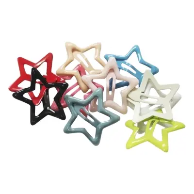 Picture of 10pcs Cute Multicolor Star Pentagram Y2k Fashion Five Pointed Star Hair Clip Set