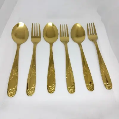 Picture of 6 Pieces Golden Stainless Steel Spoon Set 6.6 inches - Add A Touch Of Luxury To Your Dining Table With This Golden Spoon Set