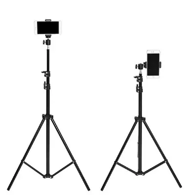 Picture of 6 Feet Tripod Stand with 360 Degree Horizontal and Vertical Rotation Ball Head and Mobile Holder Compatible With Smartphone Black
