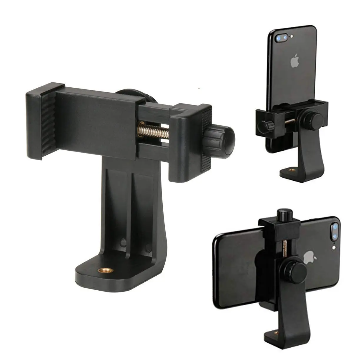 Picture of Tripod Mount Phone Clip Vertical Bracket 360 Degree Rotating Tripod Black