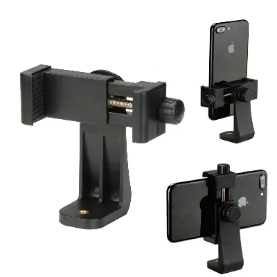 Picture of Tripod Mount Phone Clip Vertical Bracket 360 Degree Rotating Tripod Black