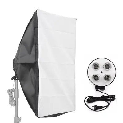 Picture of Studio Softbox Light Kit with 4in1 E27 Lamp Holder with 50*70cm Softbox Black