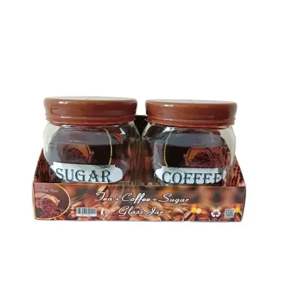 Picture of Glass Jar 2 Pieces Set So Keep Your Kitchen Organized And Elegant With This Set Of Glass Jars - Kitchen Jar Set