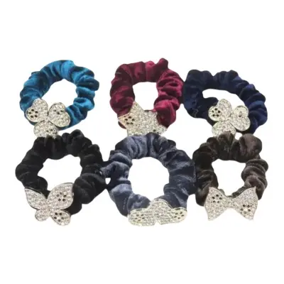 Picture of 6 pcs Velvet Elastic Rubber Hair Band For women - Hair Band - Hair Clip - Hair Clip - Crown