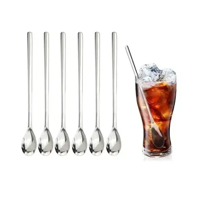 Picture of 6pcs Long Handle Spoon 18/10 Stainless Steel Spoon Set Mixing Spoon Ice Cream Spoon Long Spoon Iced Tea Spoon Milkshake Spoon