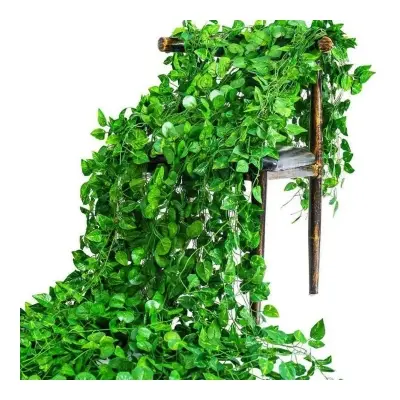 Picture of 12 Pcs Artificial Fake Ivy Leaves Greenery Garlands Hanging for Wedding Party Garden Wall Decoration