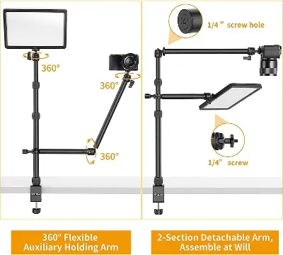 Picture of VIJIM LS11 Camera Mount Desk Stand with Auxiliary Holding Arm Black