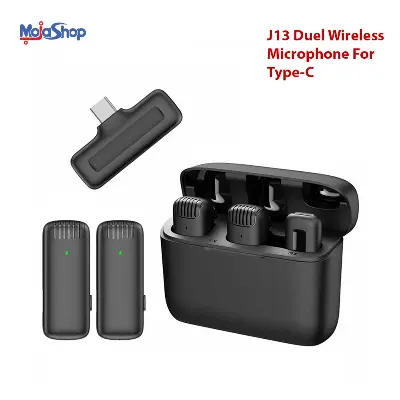 Picture of J13 Dual Wireless Lavalier Noise Reduction Microphone with Charging Case Clip Mic for Type-C Black