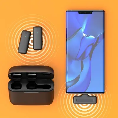 Picture of J13 Dual Wireless Lavalier Noise Reduction Microphone with Charging Case Clip Mic for Type-C Black