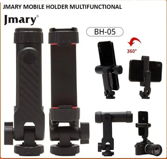 Picture of Jmary BH-05 Multi-Functional Dual Cold Shoe Smartphone Holder Tripods Mount Black