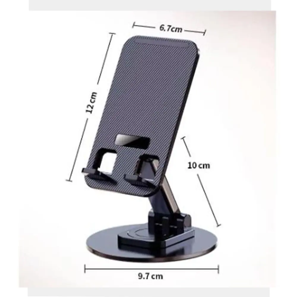 Picture of 360 Rotation Mobile Phone Bracket Desktop Telescopic Folding Double Shaft Design Stable Anti Fall Creative Bracket Black