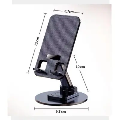 Picture of 360 Rotation Mobile Phone Bracket Desktop Telescopic Folding Double Shaft Design Stable Anti Fall Creative Bracket Black