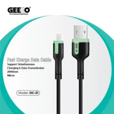 Picture of GEEOO DC-21 Micro Fast Charging and Data Cable 2M Black