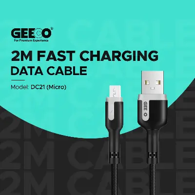 Picture of GEEOO DC-21 Micro Fast Charging and Data Cable 2M Black