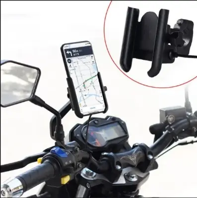 Picture of Mirror Motorcycle Mobile Phone Bracket Mountain Bike Aluminum Aloe Mobile Phone Holder Easy to Use and Maintain Black