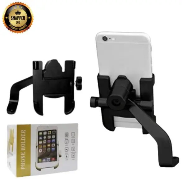 Picture of Mirror Motorcycle Mobile Phone Bracket Mountain Bike Aluminum Aloe Mobile Phone Holder Easy to Use and Maintain Black