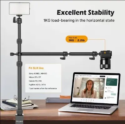 Picture of VIJIM LS11 Camera Mount Desk Stand with Auxiliary Holding Arm Black