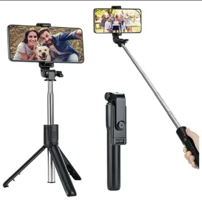 Picture of R1s Adjustable 4 in 1 Multifunctional Monopod Selfie Stick & Tripod with Selfie Light & Wireless Bluetooth Remote Control Black