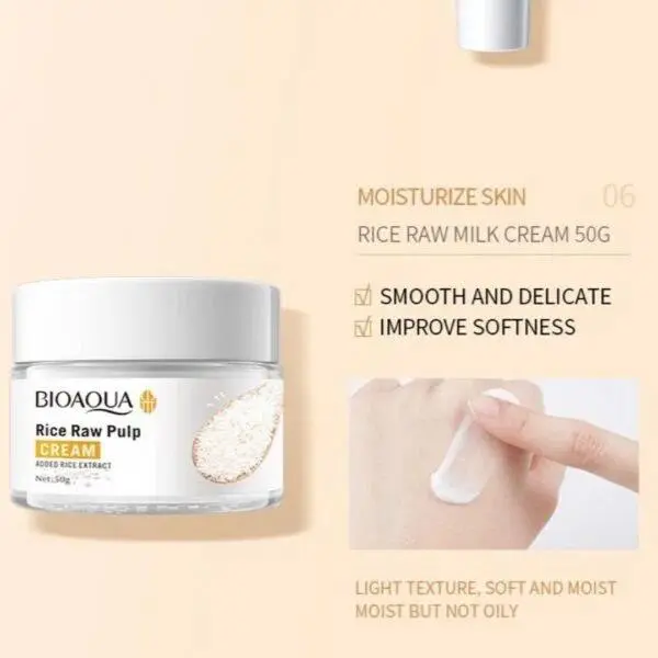 Picture of Bioaqua Rice Raw Pulp Rice Extracted Hydrating & Moisturizing Face Cream- 50g