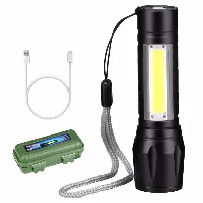 Picture of Usb রিচার্জেবল 3 মোড পাওয়ার মিনি led টর্চলাইট টর্চ - torch light - Black