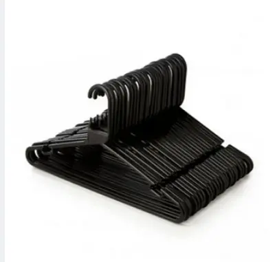 Picture of Black Plastic Wardrobe Cloth Hangers,-12pcs - Black