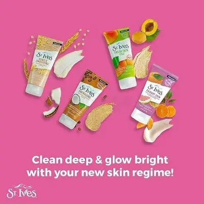 Picture of Face Scrubs - St. Ives Radiant Skin Face Scrub For Dull Skin Pink Lemon and Mandarin Orange With 100 percent Natural Exfoliates - 170ml - Multicolor