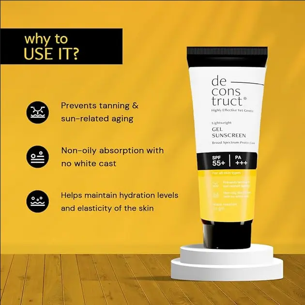 Picture of Deconstruct Lightweight Gel Water Resistant Sunscreen for Oily Skin SPF 55+ PA+++ 50g