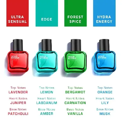 Picture of Wild Stone EDP Gift Set for Men | Edge, Ultra Sensual, Hydra Energy, and Forest Spice Pack of 4