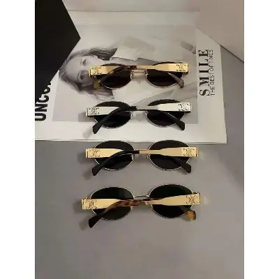 Picture of Luxury Metal Brand Sunglasses for Men and Women Unisex Designer Fashion Sun Glasses Oval Unisex Stylish Eyewear Shades