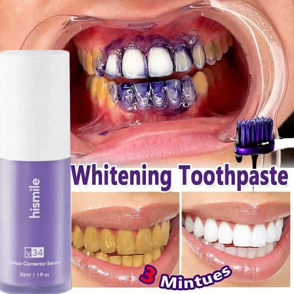 Picture of Hismile V34 Purple Color Corrector Teeth Toothpaste Effective Whitening Teeth Mousse Oral Cleaning Whitening Toothpaste Product