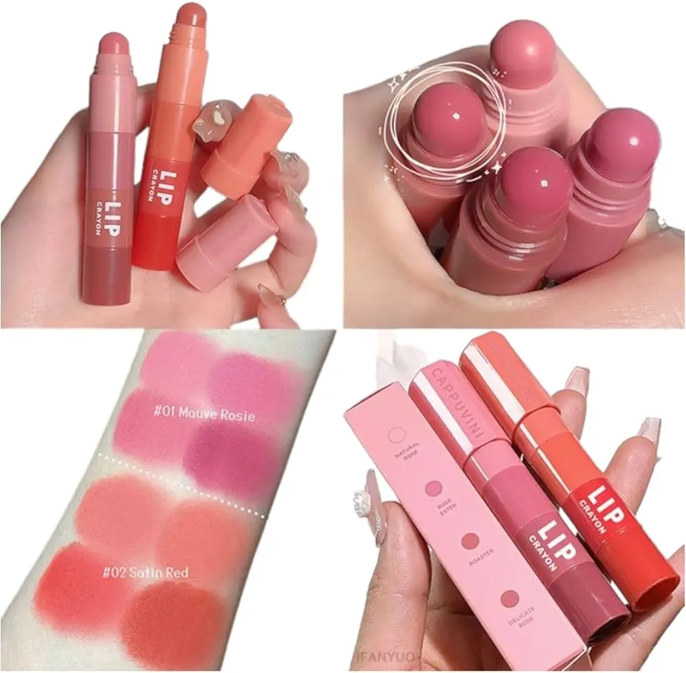 Picture of Cappuvini 4 In 1 Waterproof Long Lasting Non-stick Cup Lip Gloss Matte Velvet Lipstick Pen Crayon Lipstick Fashion Red Lip Tint Makeup Cosmetic