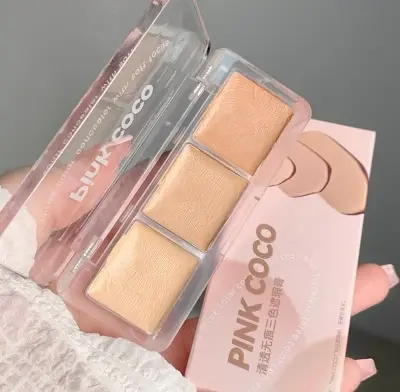 Picture of Pink coco Concealer Contour Palette 3 In 1 Color Correcting Highlight Concealer Contour Makeup Palette Color Corrector