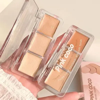 Picture of Pink coco Concealer Contour Palette 3 In 1 Color Correcting Highlight Concealer Contour Makeup Palette Color Corrector