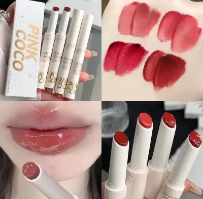 Picture of Pink coco 1Pcs Water-light Lip Glaze Mirror Glitter Lip Tint Long Lasting Moisturising Love Heart Shape Solid Lipstick Pen Lips Make Up