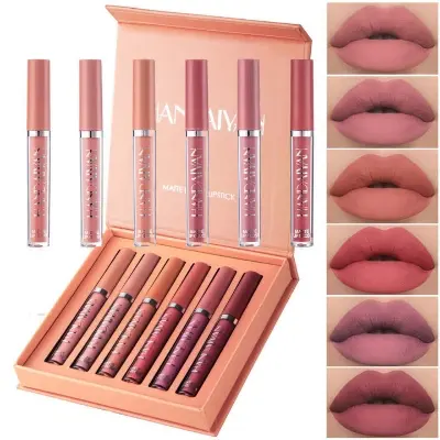 Picture of HANDAIYAN 6 Colors Long Lasting Velvet Lips Tint Liquid Lipsticks Waterproof Non-Stick Cup Lipgloss Gift Set (A)