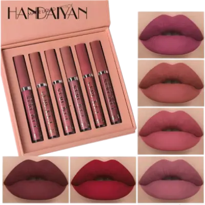 Picture of HANDAIYAN 6 Colors Long Lasting Velvet Lips Tint Liquid Lipsticks Waterproof Non-Stick Cup Lipgloss Gift Set (A)