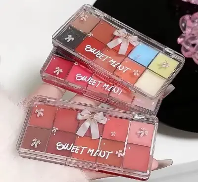 Picture of 10-Color Jelly Lip Gloss Plate Moisturizing Pigmented Lip Glaze Palette Water Glossy Mirror Lip Balm