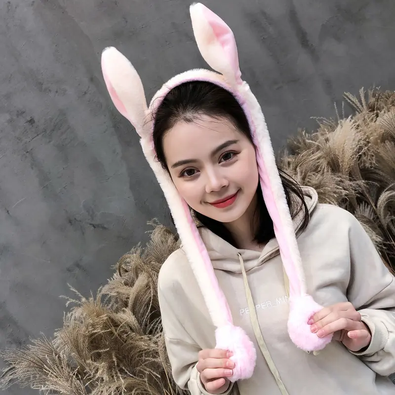 Picture of Cute Glow Rabbit Ear Hat Headband Sweet Can Moving Bunny Ears Plush Hair Hoop Party Photo Props Headwear Gift YUEYING