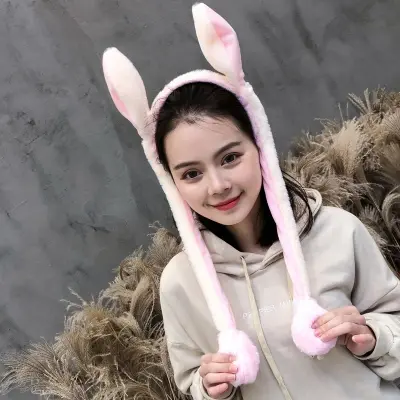 Picture of Cute Glow Rabbit Ear Hat Headband Sweet Can Moving Bunny Ears Plush Hair Hoop Party Photo Props Headwear Gift YUEYING