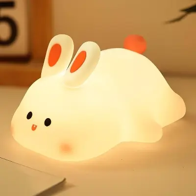 Picture of Rabbit LED Night Light Living Room Cute rabbit Plastic Lamp Bedside Decor Creative Kids Night Light Birthday Gift Cake Decor