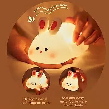 Picture of Rabbit LED Night Light Living Room Cute rabbit Plastic Lamp Bedside Decor Creative Kids Night Light Birthday Gift Cake Decor